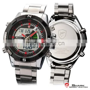 Shark Mens Digital LCD Dual Time Quartz Stainless Steel Sport Watch thumbnail-5