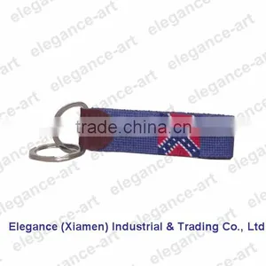 Handmade Needlepoint Key Tag, Custom Leather Keychains Are Available thumbnail-1
