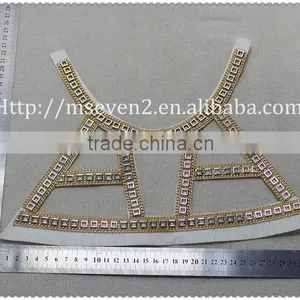 Elegant Gold Chain Felt Fabric Collar, New Design Collar Necklace for Women Garment thumbnail-2