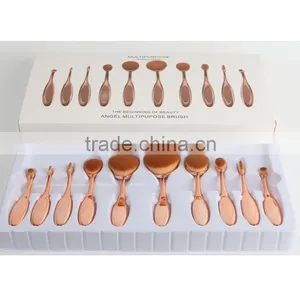 10pcs Toothbrush Make Up Brushes Kit Private Label Rose Gold Foundation Powder Makeup Oval Cream Puff Brushes thumbnail-4