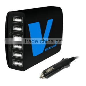 VOXLINK 5V 10A 50W 6-Port USB Car Charger Travel Intelligent Detect Charging Adapter thumbnail-1