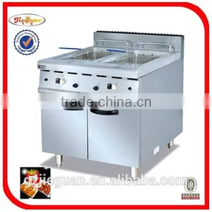 Stainless Steel Free Standing Gas Chicken Fryers With Temperature Controller With Cabinet(2-tank)(GF-985-2) thumbnail-1