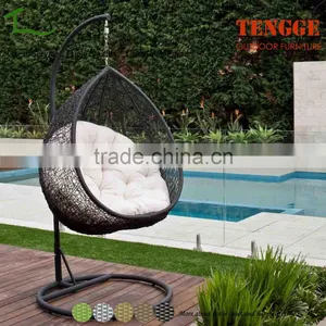 Black Hanging Egg Chair Outdoor Rattan Wicker thumbnail-1