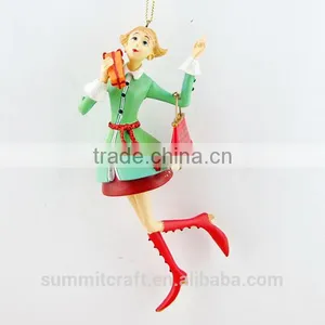 Best Selling Christmas Ornament Items Resin Christmas Lady Figurines thumbnail-3