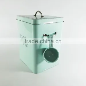 Metal Dog Dry Food and Pet Treats Storage Container Canister Tin Box With Scoop thumbnail-3