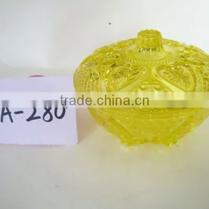 Colored Small Glass Bowl With Lid thumbnail-2