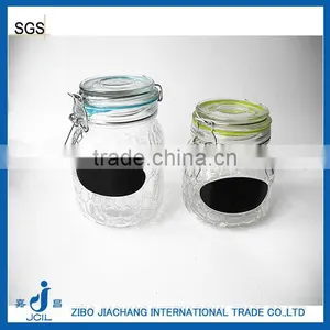 Blackboard Design Clamp Top Lid Glass Jar With Multi Colored Gaskets thumbnail-1