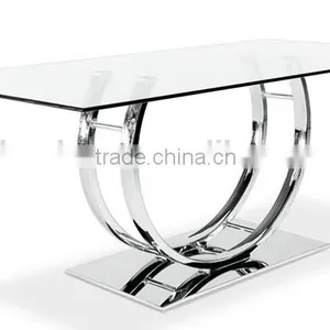 Modern Dining Table With Glass Top and Chrome Base thumbnail-2