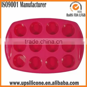 FDA and LFGB Approved 100% Food Grade Silicone 12 Cups Muffin Tray thumbnail-1