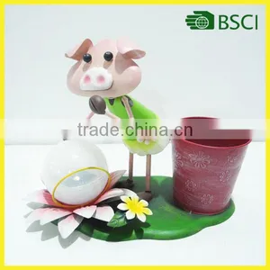 YS15120 Metal Led Light Pig Planter Solar Led Flower Pot Light thumbnail-1