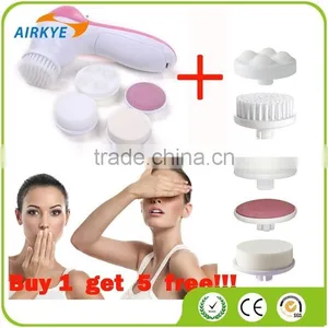 5 In1 Electric Cleaner Face Skin Care Beauty Facial Brush Massager Scrubber thumbnail-1