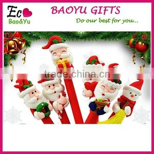 Top Selling Christmas Polymer Clay Ballpoint Pen Promotional Custom Logo Polymer Clay Pen Santa Claus Snowman Shape Pen thumbnail-1