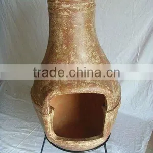 Clay Chimney With Metal Stand, Fire Shelf and Lid thumbnail-1