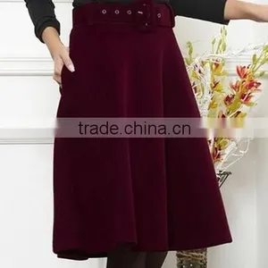 New Arrival Autumn Winter Wool Skirt for Women Long Skirt High Waist Pleated Skirts Women thumbnail-2