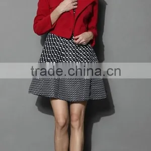 Multi-way Wear Coat and Skirt Set in Red,women Removable Dress Coat,women Knee Length Fitted Long Coat thumbnail-5