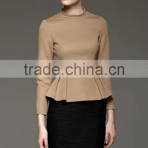 Autumn Season Ladies Fashion Long Sleeve Ruffled Stand Collar Blouse thumbnail-1
