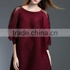 Women High Elastic Raglan Sleeve Oversized Folding Dress thumbnail-4