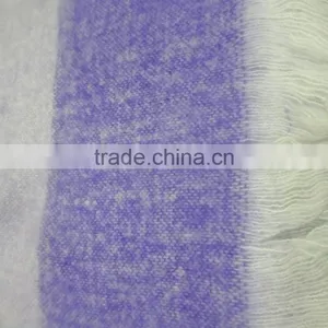 Purple and While Fliuffy Shawl With Long Tassles, Wholesale Acrylic Shawls From India thumbnail-1
