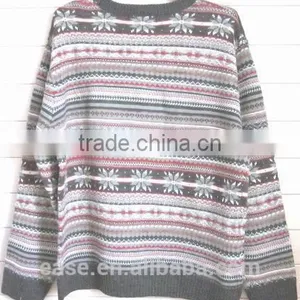 Crew Neck Classic Stylish Jacquard All Over Body Mens Multi Color Sweater thumbnail-2