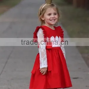 Baby Girls Christmas Red Bubble Infant Baby First Christmas Lace Rompers Clothing thumbnail-4