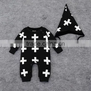 Baby Boy Girls Climb Clothing Romper New Fashion Cotton Design Garment Jumpsuit Set Hat Short-sleeved 2pcs Outfit Guangzhou Sale thumbnail-4