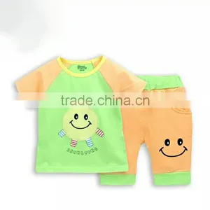 Manufacture Children Clothing Set Fashion Smile T Shirt and Pants Children Clothes Set thumbnail-2