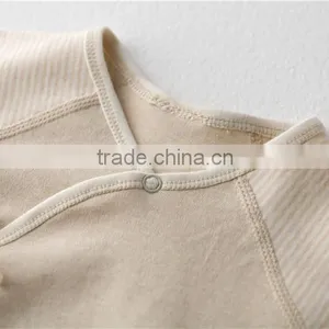 Wholesale 100% Organic Cotton Baby Clothes Newborn Romper Long Sleeves Plain Blank Baby Bodysuit thumbnail-5