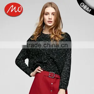 Ladies Cowl Neck Side Slit Loosev Fancy Knitting Patten Pullover Sweater for Wholesale thumbnail-1