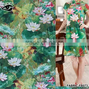Chinese Style Fabric Lotus Printed Cotton Linen Fabric Fo Cloth Househoud thumbnail-2