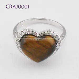 Original Silver Finger Ring With Heart Shape Stone Decoration thumbnail-1