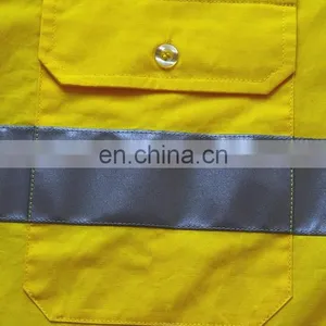 Navy 100% Cotton Drill Ladies Outdoor Workwear Women Flame Retardant Working Shirt for Industrial Safety Shirt thumbnail-6