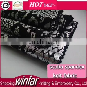 Winfar Textile Hot Sell Stretch Silver Foil Python Printed Scuba Knitting Polyester Fabric thumbnail-1