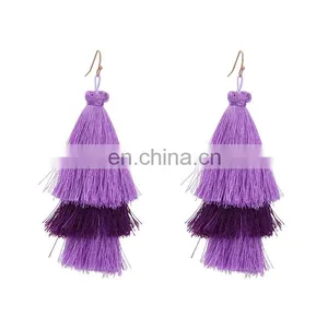 Fringe Drops String Thread Tassel Earrings thumbnail-3