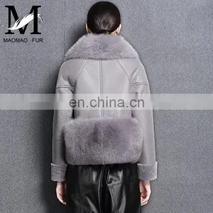 Modern New Style Real Fox Fur Collar Jacket Fashion Mongolian Lamb Skin Fur Coat thumbnail-6