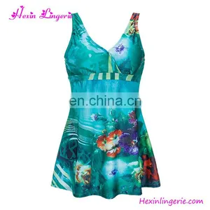Summer Green v Neck Two Piece Floral High Waist Custom Printed Swimsuit thumbnail-2