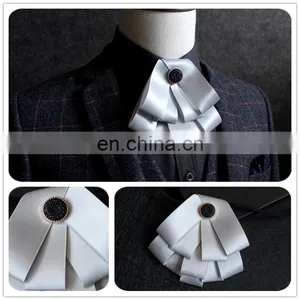 Aidocrystal High Quality 2017 Sale Formal Commercial Wedding Cravat Bowtie Male Marriage Silver Bow Ties for Men thumbnail-1