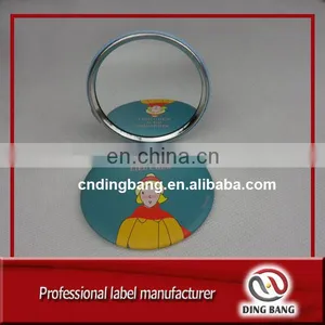 Wholesale Promotion Wedding Gift Custom Logo Printed Tinplate Type Film Covered Small Round Single Side Cheap Metal Mirror thumbnail-1