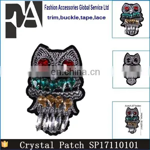 2017 Handmade Beaded Rhinestone Owl Patches Applique For Brooch Clothing thumbnail-5
