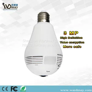 Wdm Security 360 Panoramic Camera 3.0MP Resolution Smart Home WiFi Lighting Bulb IP Camera thumbnail-1