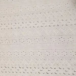 100 Cotton Fabric White Embroidered Lace thumbnail-1