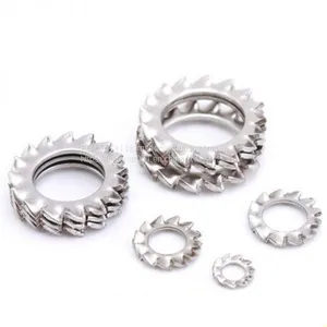 M3-M20 Serrated Lock Washers External and Internal Teeth 304 Steel Washers Int &Ext Toothed Gasket Ring DIN6798/DIN6907 thumbnail-1
