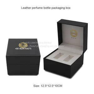 Wholesale Flip PU Leather Perfume Packaging Cosmetic Box Custom Luxury Plastic Cosmetic Perfume Box With Gold Foil Logo thumbnail-1