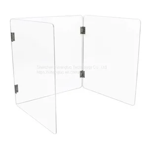 Wholesale High Quality Custom Transparent Acrylic Desk Shield Plexi Glass Foldable Sneeze Guard for School Student Desk thumbnail-1