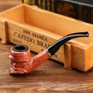 150mm Length Wooden Resin Short Tobacco Pipe With Small Old Man's Head for Smoking thumbnail-5