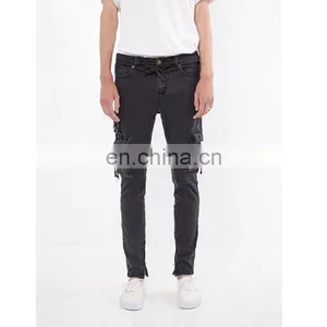 DiZNEW Black Denim D Cargo Jeans For Men thumbnail-2