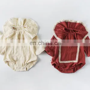 Stylish Newborn Baby Rompers Blank Linen Cotton Infant Bodysuit thumbnail-1