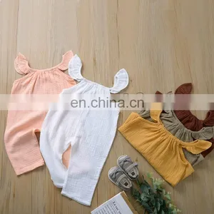 Wholesale Baby Girl Clothes Romper Summer Sleeveless Linen Ruffle Baby Romper Onesie thumbnail-1