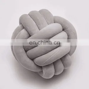 25X25CM Hot Sale Luxurious Chunky Knit Velvet Giant Knot Pillow In Cushion Baby Soft Ball Hollow Fiber Filled Three Tubes thumbnail-6