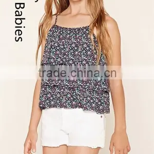 Girls Cool Summer Tops 2016 Floral Print Adjustable Strap Cami thumbnail-1