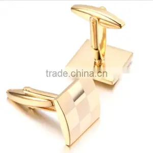 Promotional Gift Vintage Cufflinks for Mens Jewelry Shirt Cufflinks, Golden, Square thumbnail-1